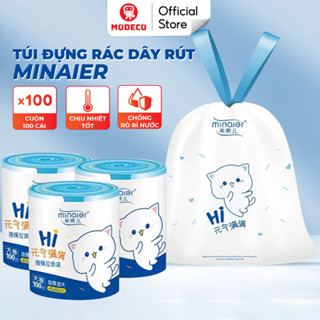  Túi Đựng Rác Tự Phân Huỷ Có Dây Rút Minaier - 45x50 cm - 100 túi cuộn - Loại Dày Tiện Dụng Sạch Sẽ Thông Minh - MODECO 