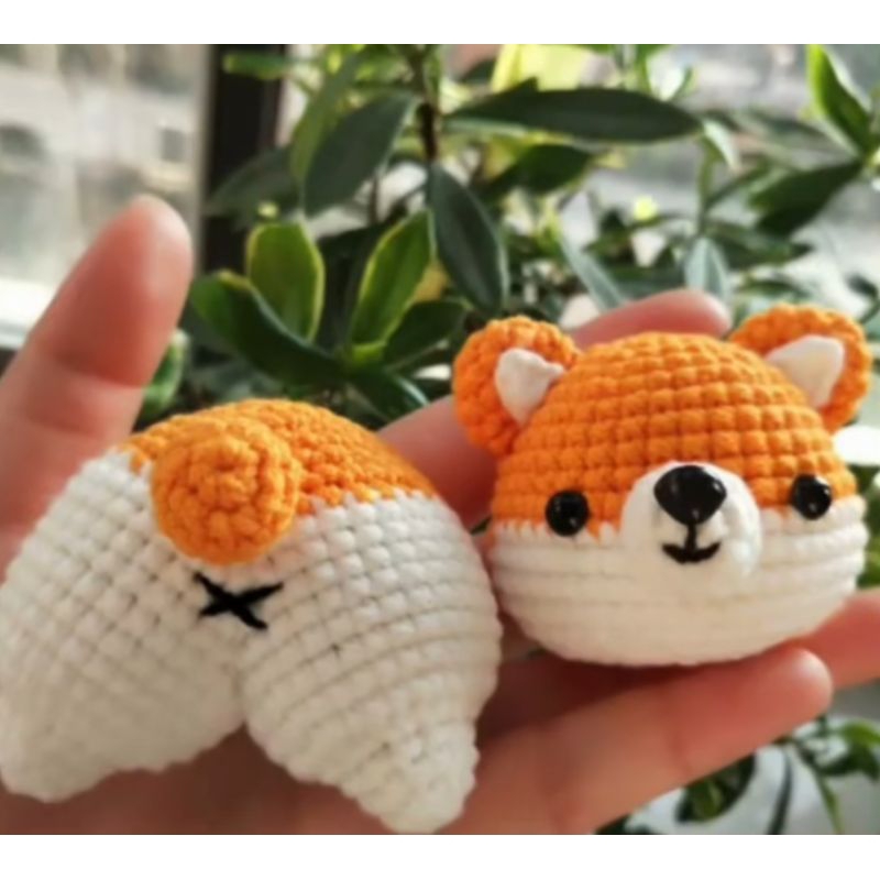 Móc khoá đôi đầu và mông cún đáng yêu