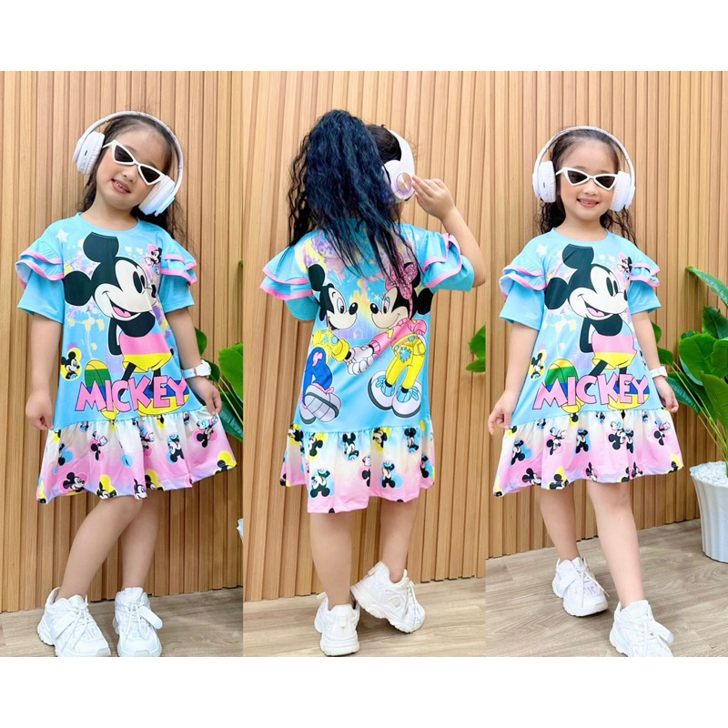 Đầm váy chữ A thun lạnh bé gái hình in 3D cực đẹp