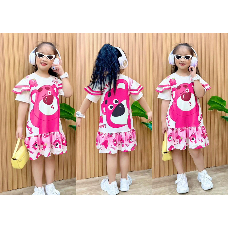 Đầm váy chữ A thun lạnh bé gái hình in 3D cực đẹp