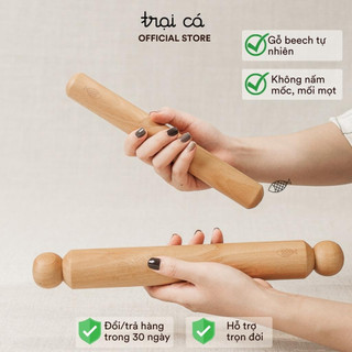 Cây Lăn Bột, Cán Bột Gỗ Đô Dùng Nhà Bếp TRẠI CÁ Làm Bánh Mì, Bánh Bao, Bánh Kem