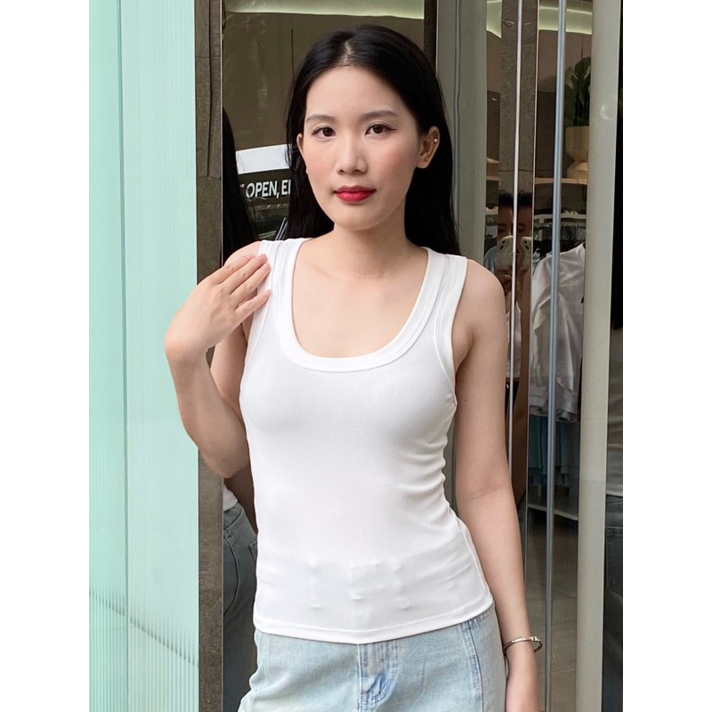 ÁO BA LỖ TRẮNG ÁO THUN SÁT NÁCH TRƠN BASIC