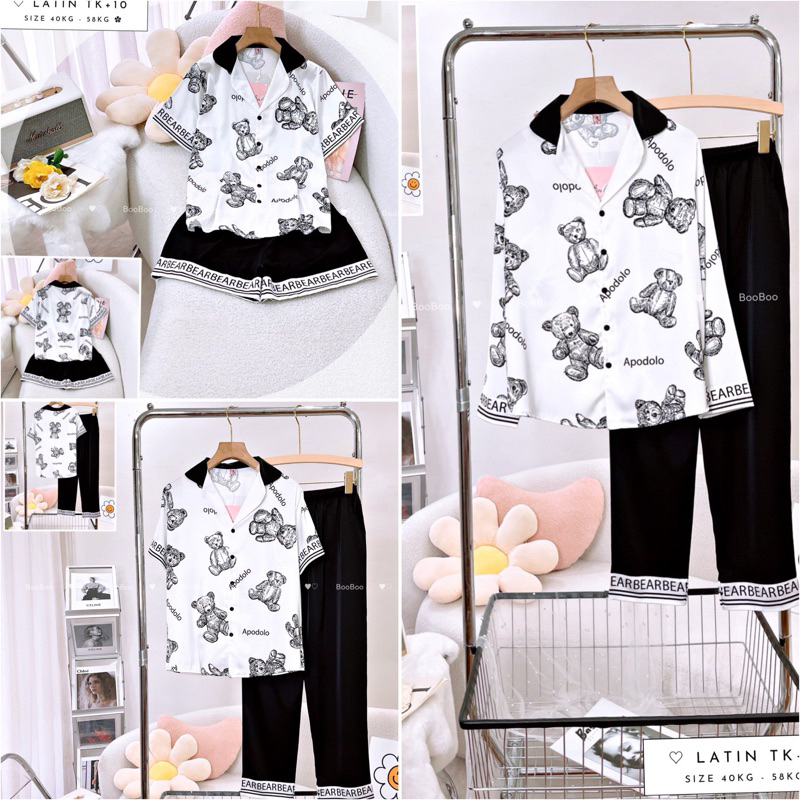 Pyjama Lụa Latin Thiết Kế Cao Cấp Booboo Đen-Tiên Suri House