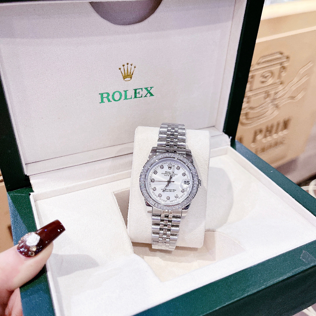 Đồng Hồ RoIss Nam Nữ Sang Trọng Đá Vuông Siêu Sáng Cao Cấp