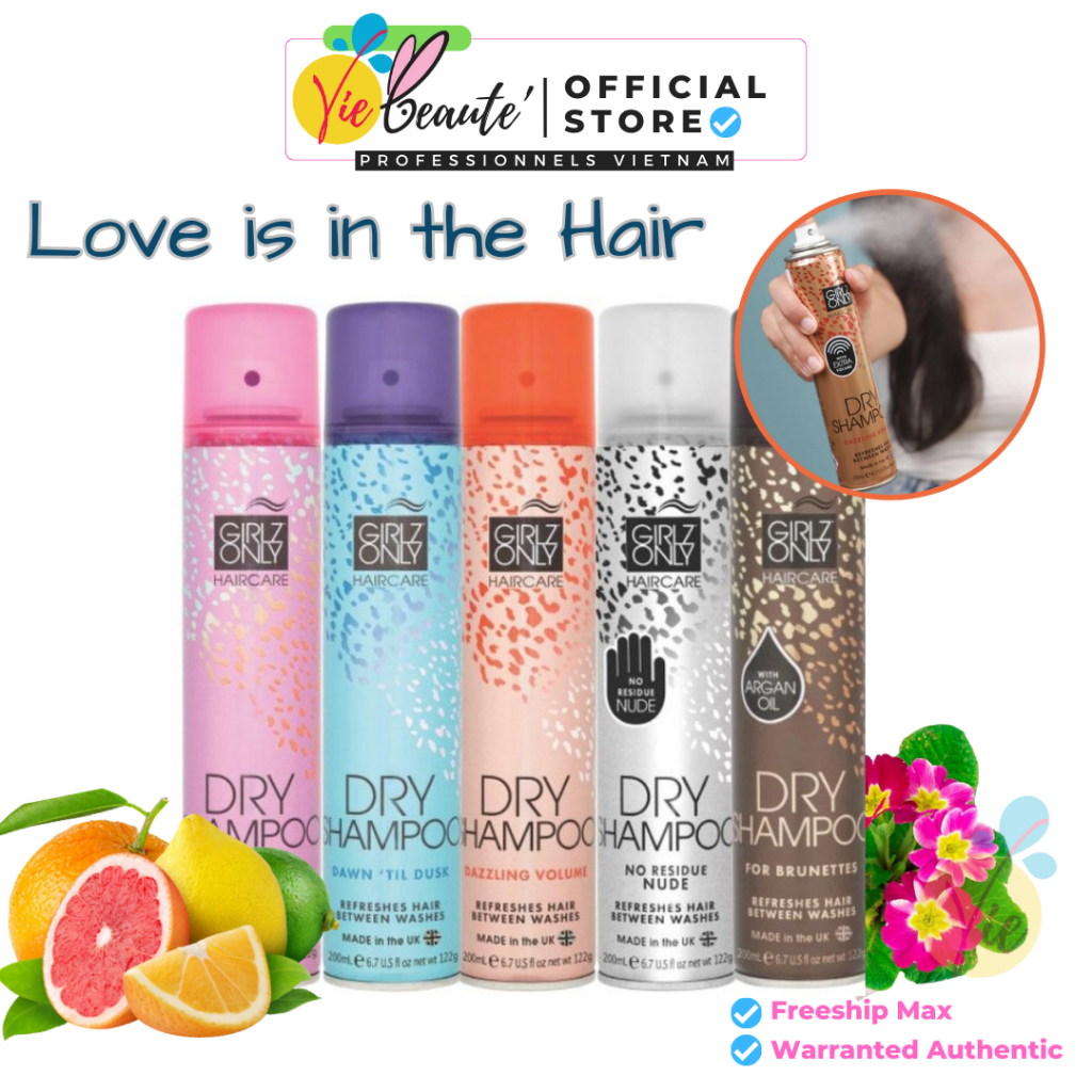 Dầu Gội Khô Girlz Only Dry Shampoo Dazzling Volume Tóc Bồng Bềnh Tức Thì 200ml