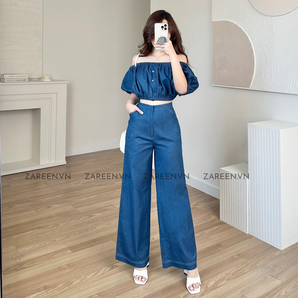 ZAREEN | QUẦN TÂY SUÔNG DENIM BASIC ZAREEN TRS25 XANH ĐẬM
