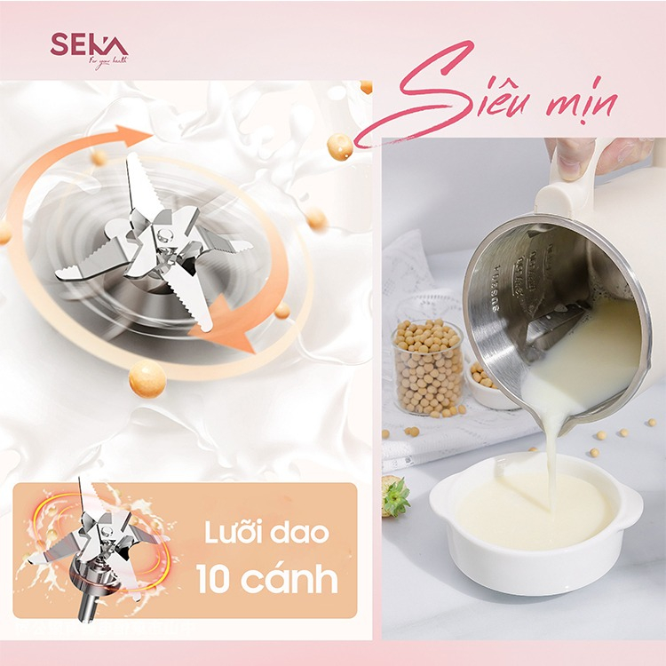 Máy nấu sữa hạt đa năng SEKA SK320 1200ml công suất 800W 8 chức năng bảo hành 12 tháng
