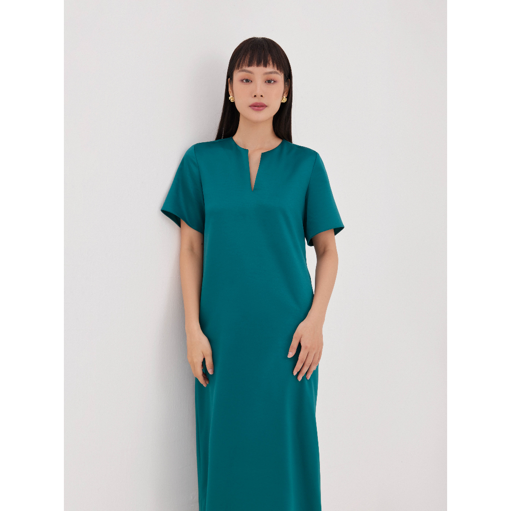 Đầm lụa hai da Mauve Y Neck dress