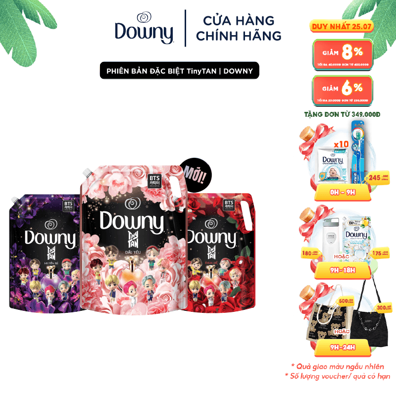 Nước Xả Vải DOWNY Đậm Đặc Phiên Bản Đặc Biệt TinyTAN Túi 2L- Hương: Dấu Yêu/ Huyền Bí/ Đam Mê