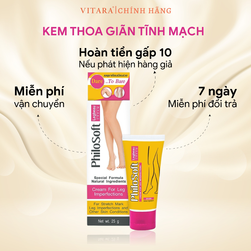 Kem thoa giãn tĩnh mạch Philosoft Lebeau Cream cải thiện chứng giãn tĩnh mạch, giảm sưng và dưỡng da 25g