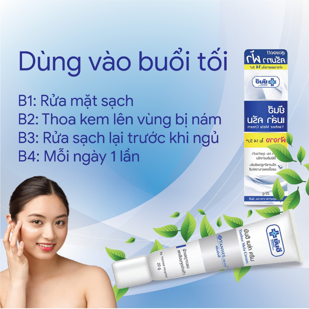 Kem thoa nám tàn nhang đồi mồi Yanhee Mela Cream làm mờ vết nám đốm đen làm đều màu và dưỡng ẩm da 20g Thái Lan