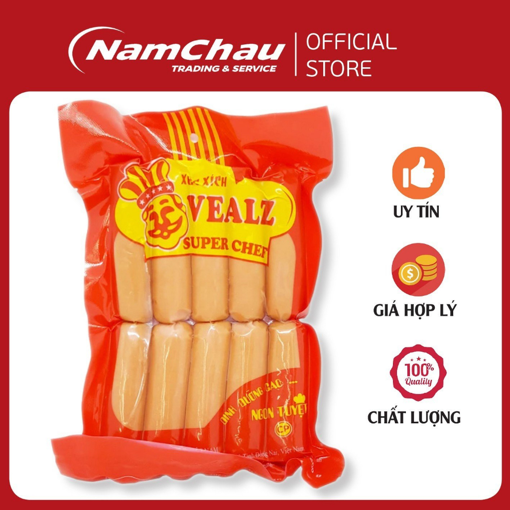 Xúc xích Vealz CP 10 cây Superchef 500gr thơm ngon từ thịt heo tươi sạch 100%[Hà Nội giao hỏa tốc 1h]