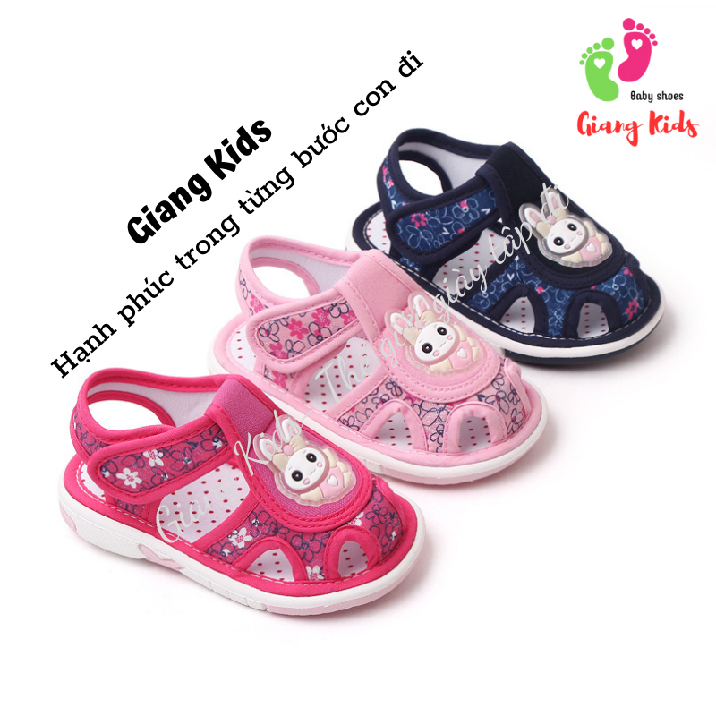 Giày bé gái 1-3 tuổi cao cấp giày vải cho bé tập đi họa tiết chú thỏ hoạt hình-GIANG KIDS