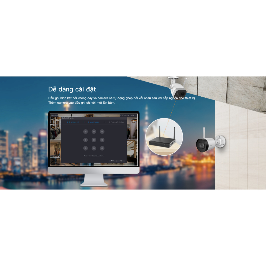 Đầu ghi hình 8 kênh wifi NVR 1108HS-W-S2 IMOU, 1080P, bảo hành 24 tháng