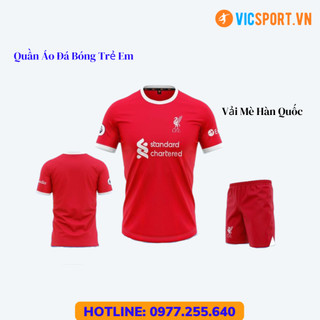 (Vải Mè) Quần Áo Bóng Đá Trẻ Em, Áo Đá Banh CLB Liverpool 2024 Cho Bé Thoáng Mát - Vicsport