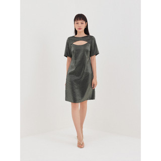 Đầm taffeta cách điệu cổ Mauve Cut Out dress