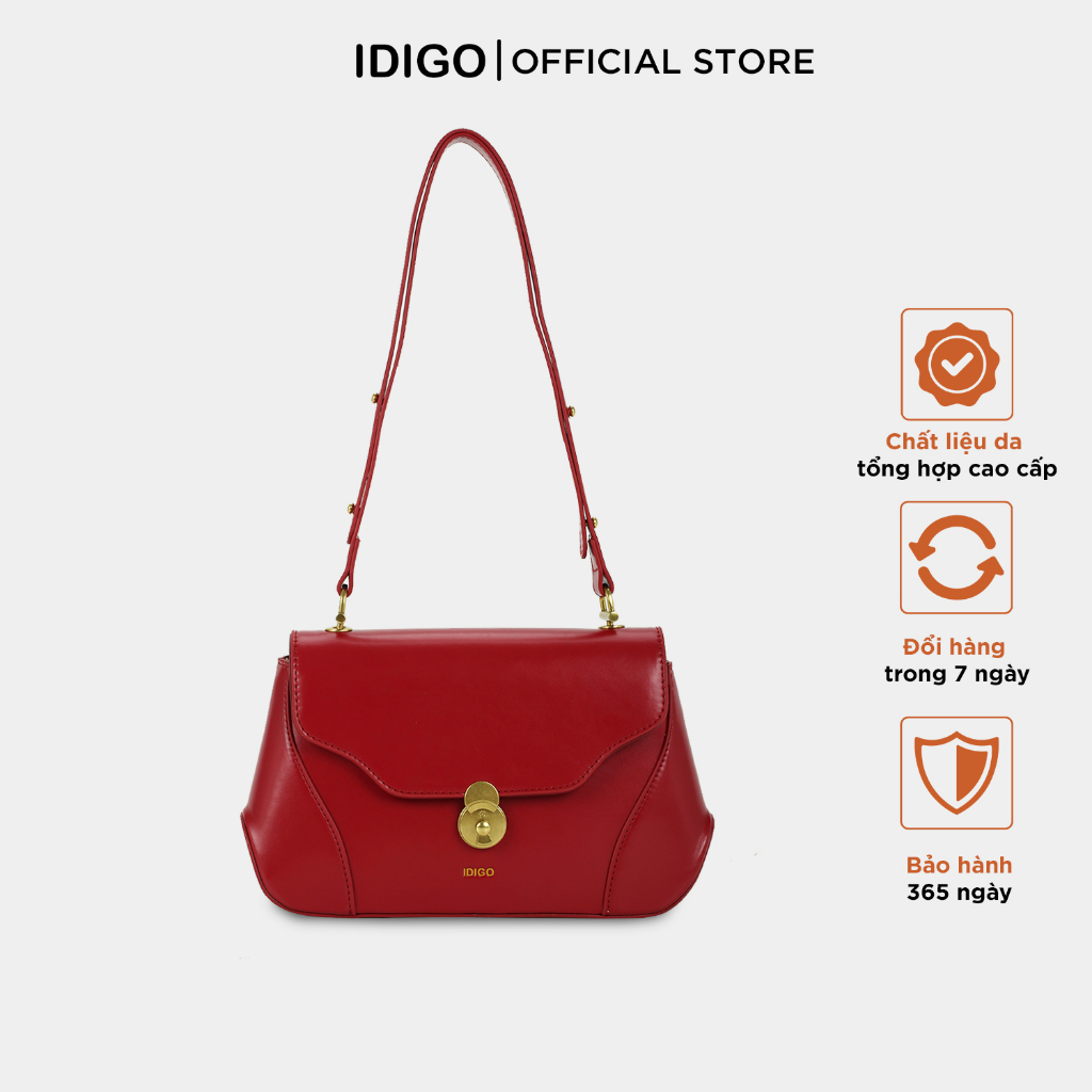 Túi đeo vai nữ bo góc, túi đeo chéo đi chơi nắp gập khoá tròn IDIGO FB2 - 4316