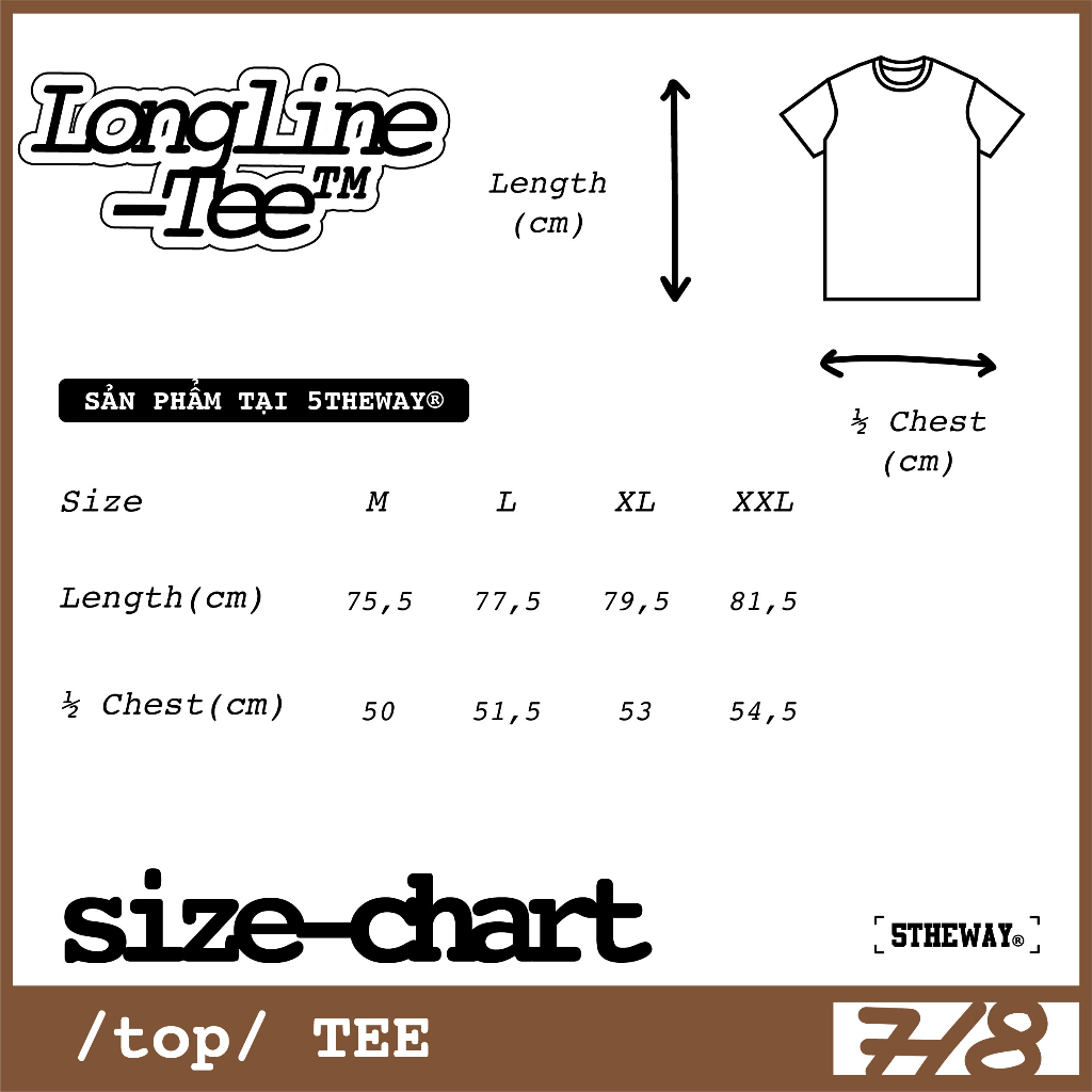 Áo Thun Tay Ngắn Nâu 5THEWAY Mini Letter Longline Tee in Warm Sand