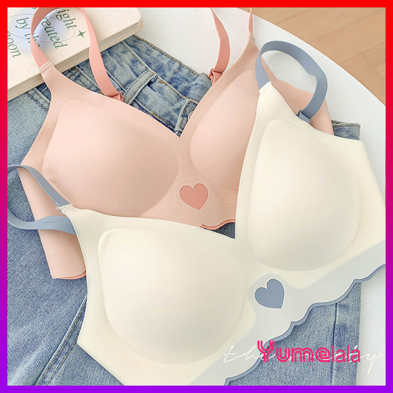 Áo lót không gọng - Áo bra su siêu mịn Heart phối màu pastel siêu xinh có đệm mút