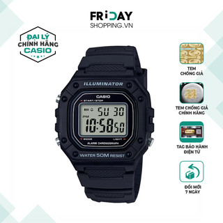 Đồng hồ casio nam điện tử w-218h-1avdf mặt vuông dây cao su chính hãng