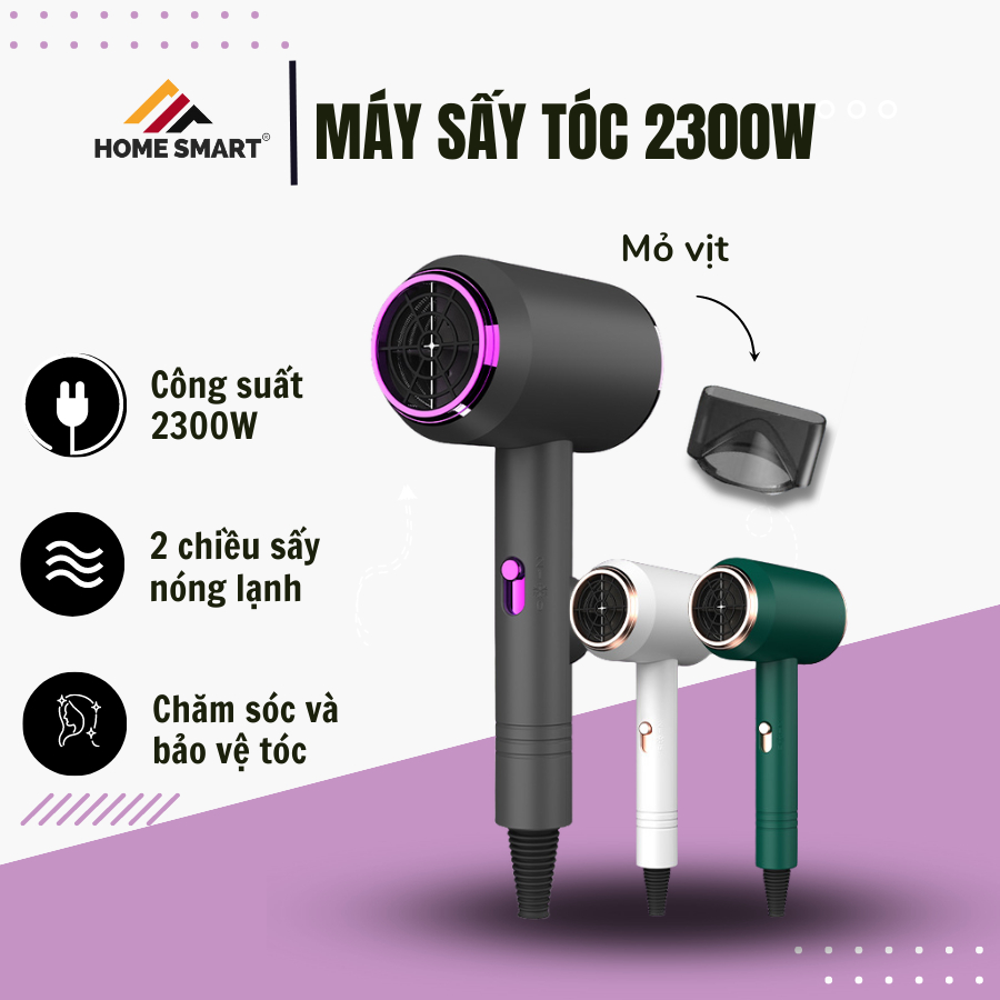 Máy sấy tóc mini công suất lớn 1800W với 3 chức năng sấy, công nghệ Nhật Bản 2 chiều nóng lạnh gấp gọn