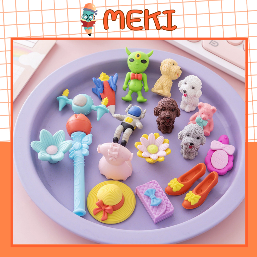 Gôm Tẩy Chì 3D Hình Con Thú, Đồ Vật Dễ Thương, Cục Tẩy Họa Tiết Cute Giá Rẻ Cho Bé, Học Sinh
