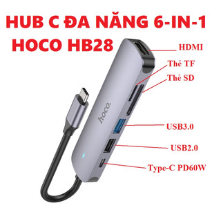 Hub c bộ chia cổng type c đa năng 6 in 1 hoco hb28