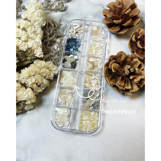 Khay xà cừ - sỏi mix kiểu trang trí móng nail