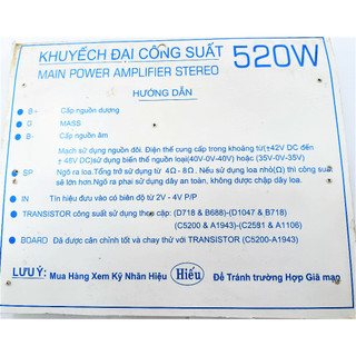 Bo mạch công suất âm ly 520w Hiếu (16 sò 2 vế)