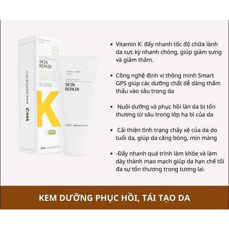 Kem Dưỡng K Sửa Chữa Phục Hồi Da Khẩn Cấp Innoaesthetics Inno-Derma Skin Repair 60g