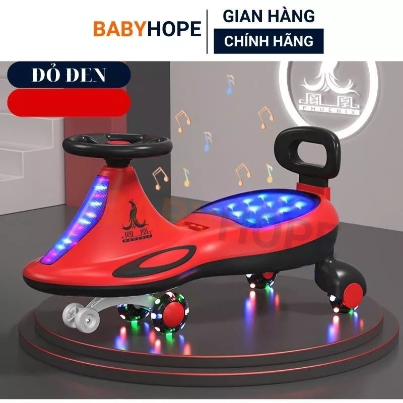 Xe lắc cao cấp tựa lưng có nhạc và đèn led sôi động cho bé