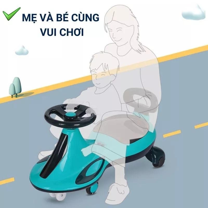 Xe lắc cao cấp tựa lưng có nhạc và đèn led sôi động cho bé
