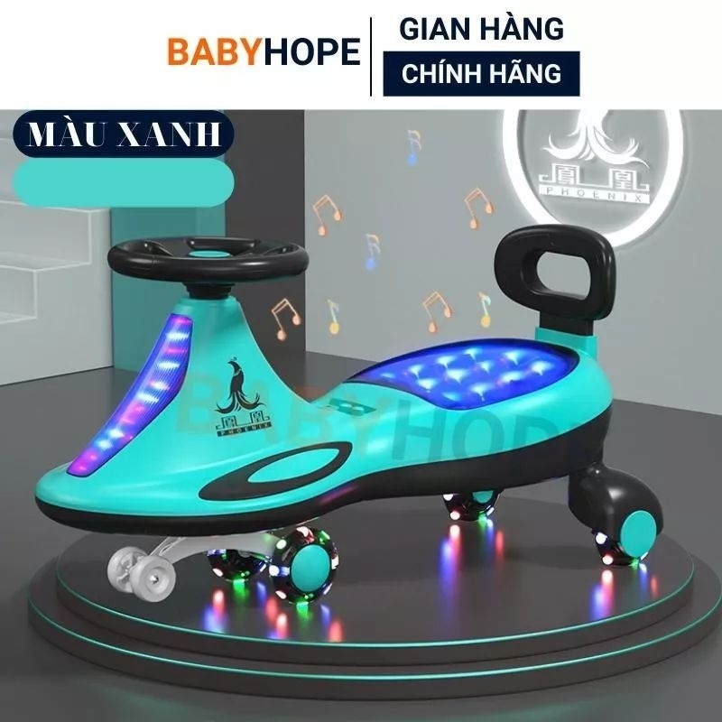 Xe lắc cao cấp tựa lưng có nhạc và đèn led sôi động cho bé
