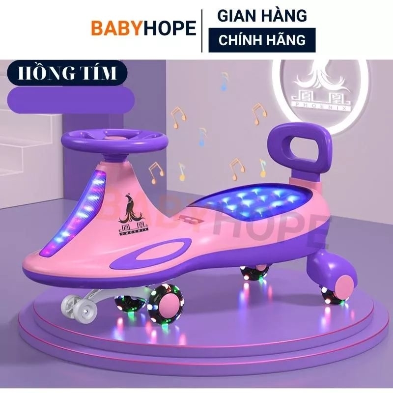Xe lắc cao cấp tựa lưng có nhạc và đèn led sôi động cho bé