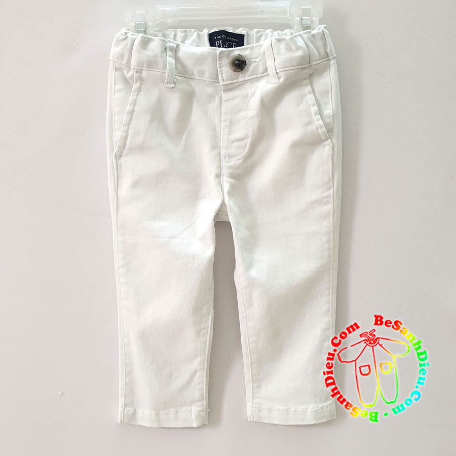 Quần kaki dài đẹp xuất sắc cho bé vải dày mềm co giãn hàng VNXK màu trắng