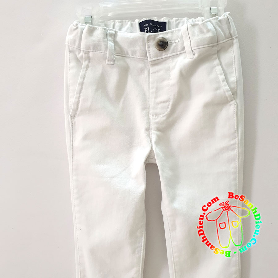 Quần kaki dài đẹp xuất sắc cho bé vải dày mềm co giãn hàng VNXK màu trắng