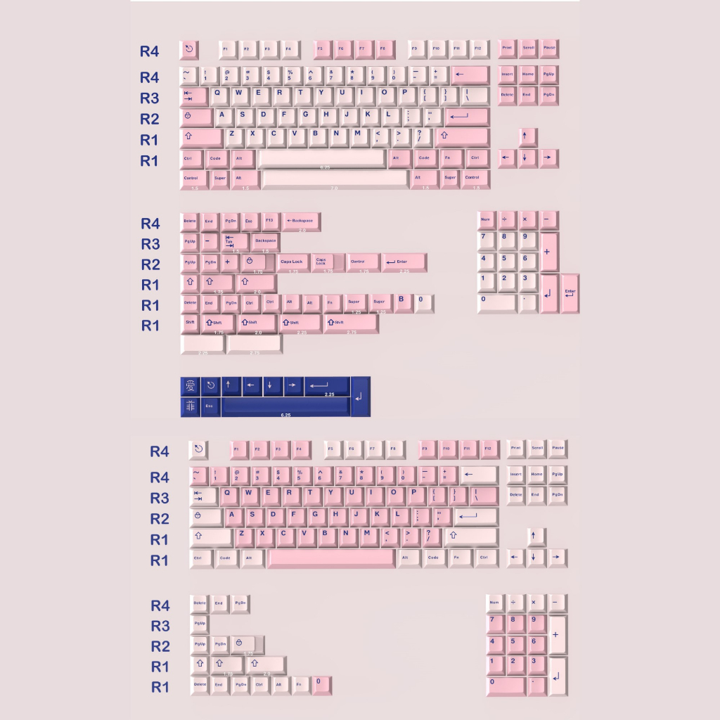 Keycap Aifei Pink | Poco | ABS Doubleshot | Cherry profile | DoubleT DTS