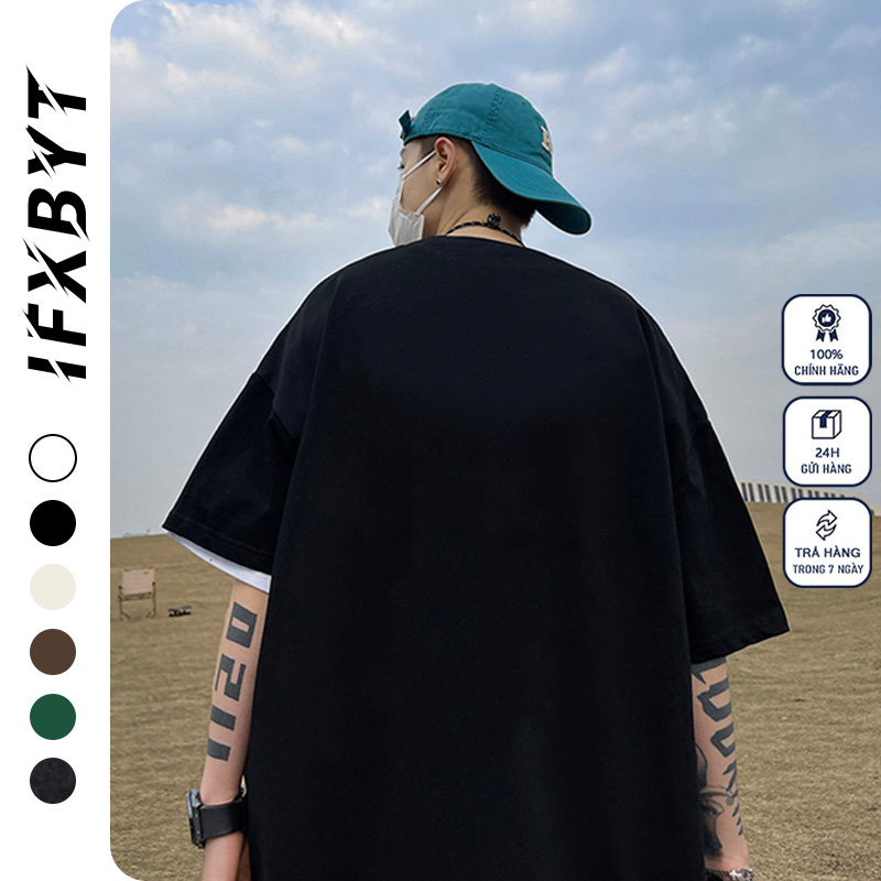 Áo thun unisex IFXBYT Y0340 100% cotton tay lỡ phong cách ulzzang