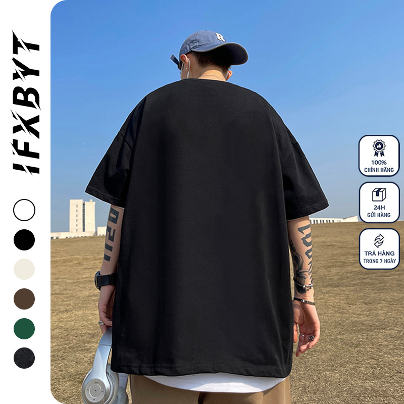Áo thun unisex IFXBYT Y0340 100% cotton tay lỡ phong cách ulzzang
