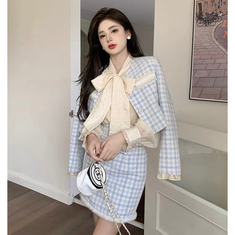Set Dạ Tweed Kẻ Caro Dáng Dài Và Dáng Ngắn Phong Cách Tiểu Thư Siêu Xinh_ Hàng Order QCCC Kèm Ảnh Thật