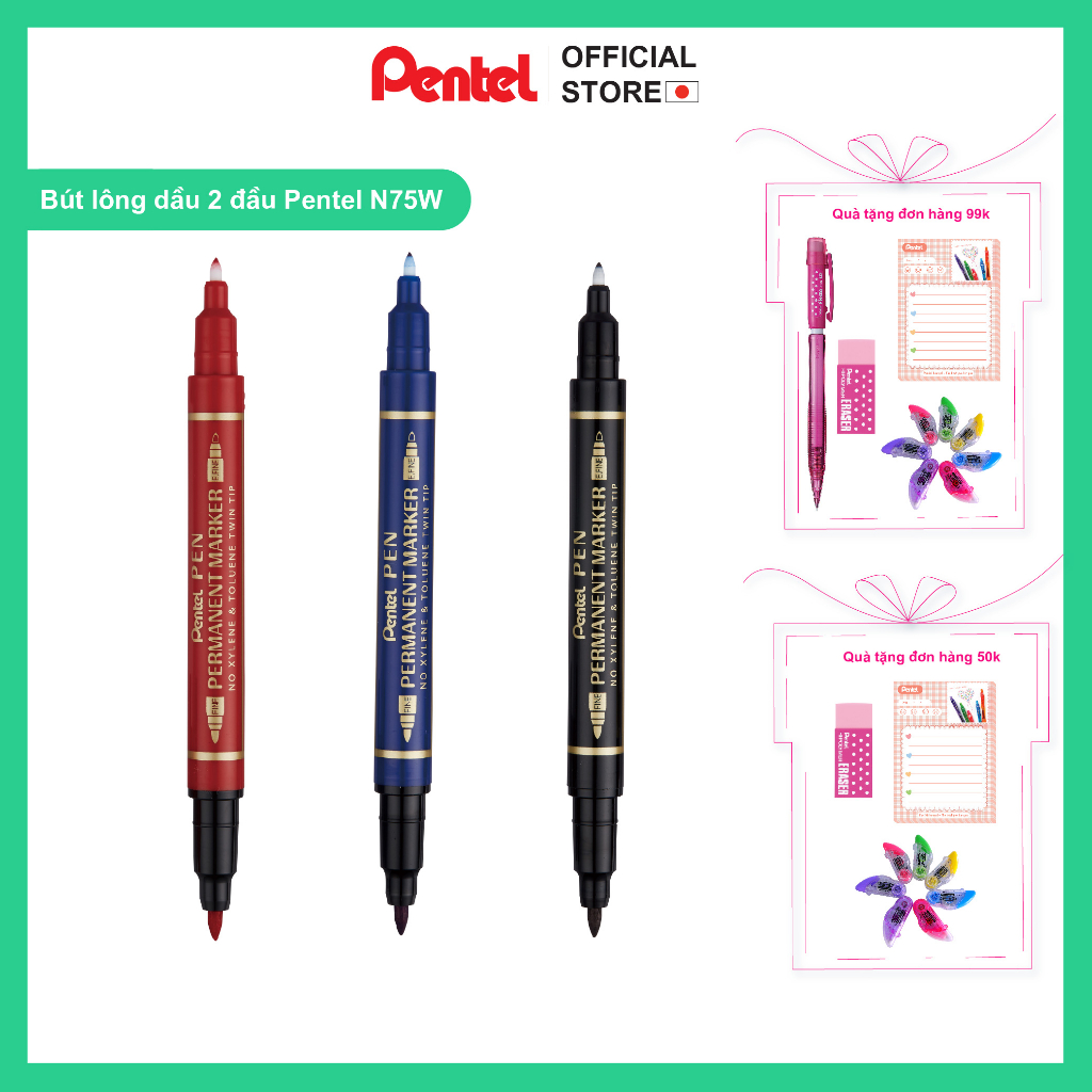 Bút Lông dầu 2 đầu nét nhỏ Pentel - N75W