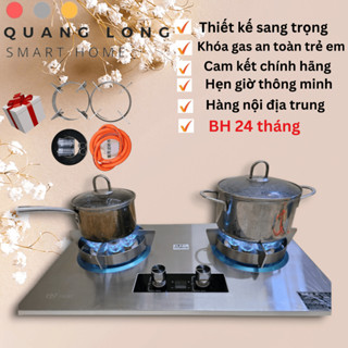 Bếp ga đôi 9 đầu đốt QT-FAST02 ,Tích hợp chế độ hẹn giờ cảm biến an toàn - Bếp Ga Cao Cấp Lắp Âm Và Dương  (BH 24 THÁNG)