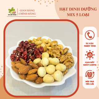 Mix 5 loại hạt cao cấp macca óc chó vàng óc chó đỏ hạnh nhân hạt điều ngũ cốc bà bầu 500g