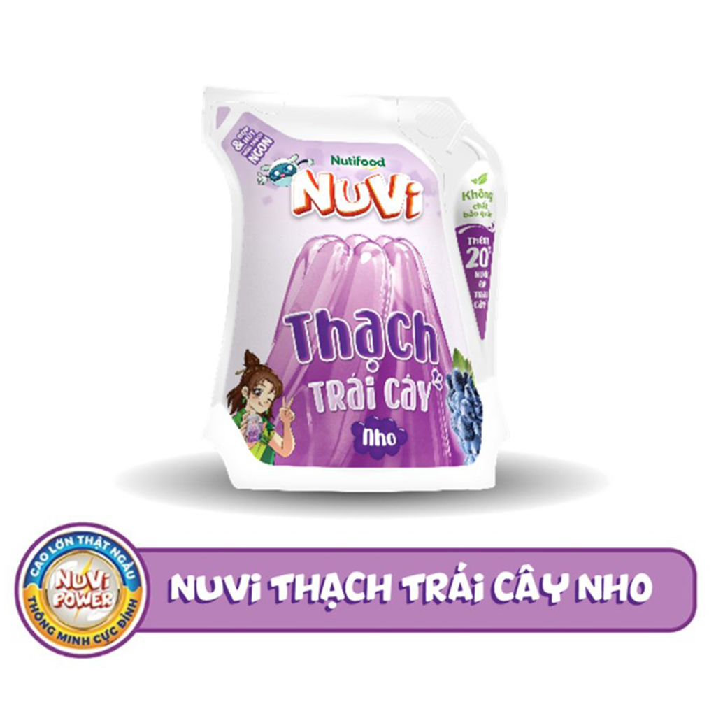 Thùng 24 Túi Nuvi Thạch Trái Cây Nho, Nuvi Thạch Nho Túi 110ml-TUH