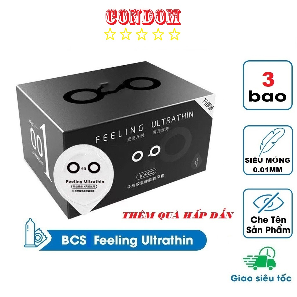 bao cao su OLO 001 Feeling Ultrathin, bcs siêu mỏng, an toàn và hiệu quả, nhiều Gel bôi trơn, hàng chính hãng