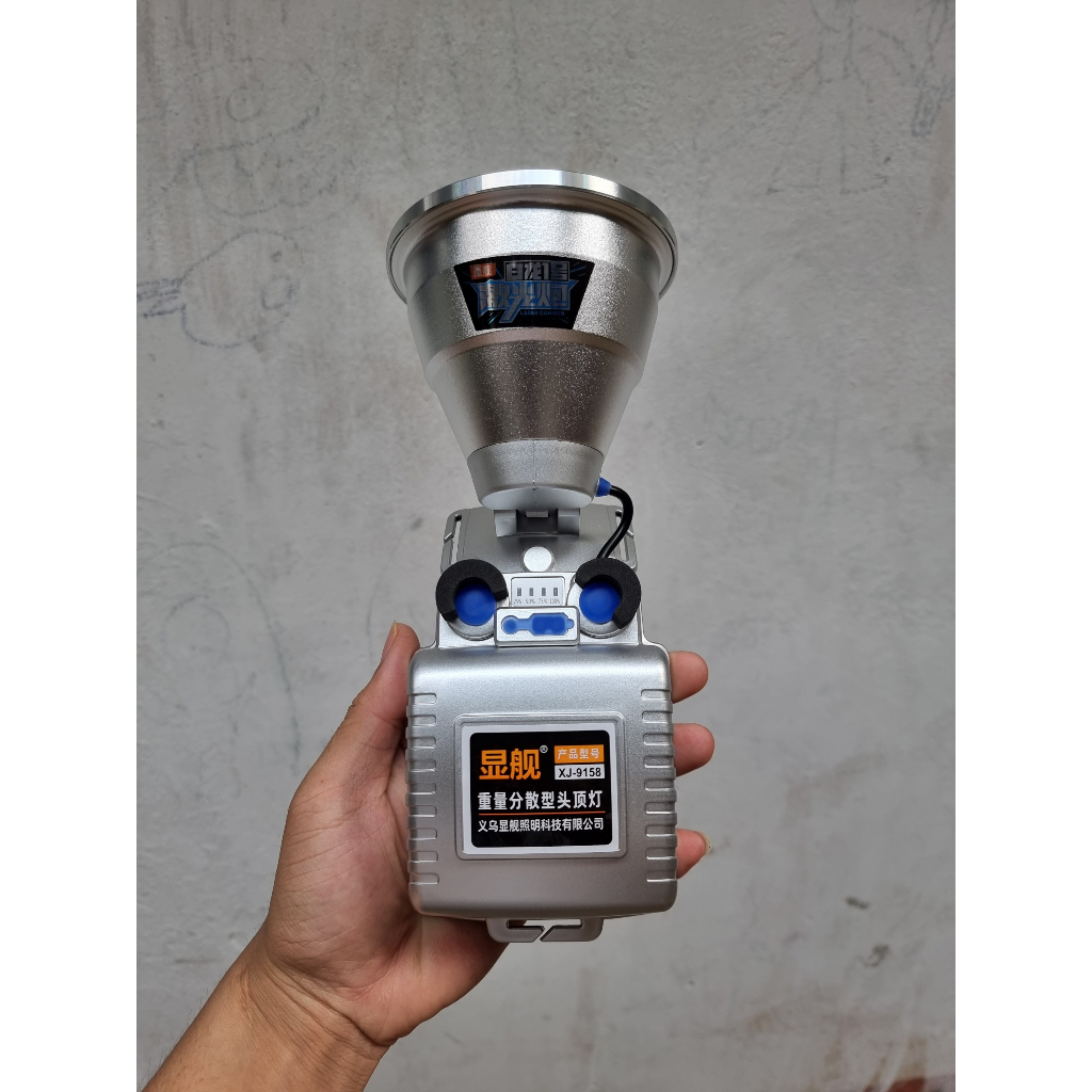 Đèn pin đội đầu siêu sáng XJ 9158 chiếu xa 1000m tích điện 12 giờ đổi 3 màu tặng kèm dây đeo đầu thay thế Đèn đội đầu