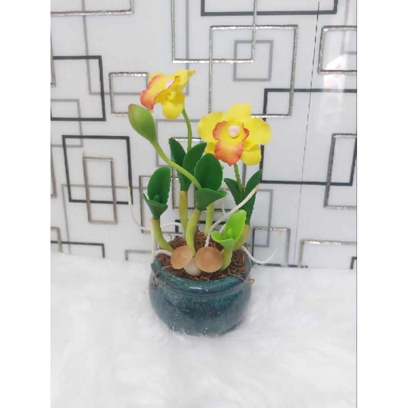 Chậu hoa lan đất sét cao 20cm