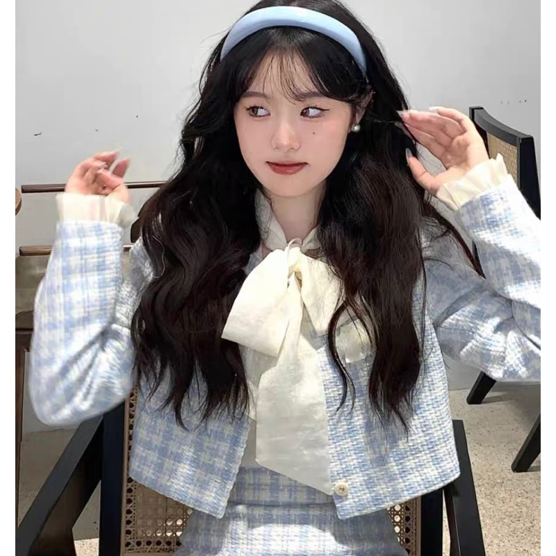 Set Dạ Tweed Kẻ Caro Dáng Dài Và Dáng Ngắn Phong Cách Tiểu Thư Siêu Xinh_ Hàng Order QCCC Kèm Ảnh Thật