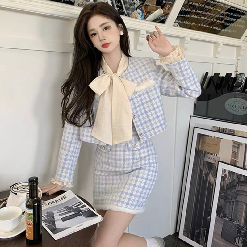 Set Dạ Tweed Kẻ Caro Dáng Dài Và Dáng Ngắn Phong Cách Tiểu Thư Siêu Xinh_ Hàng Order QCCC Kèm Ảnh Thật