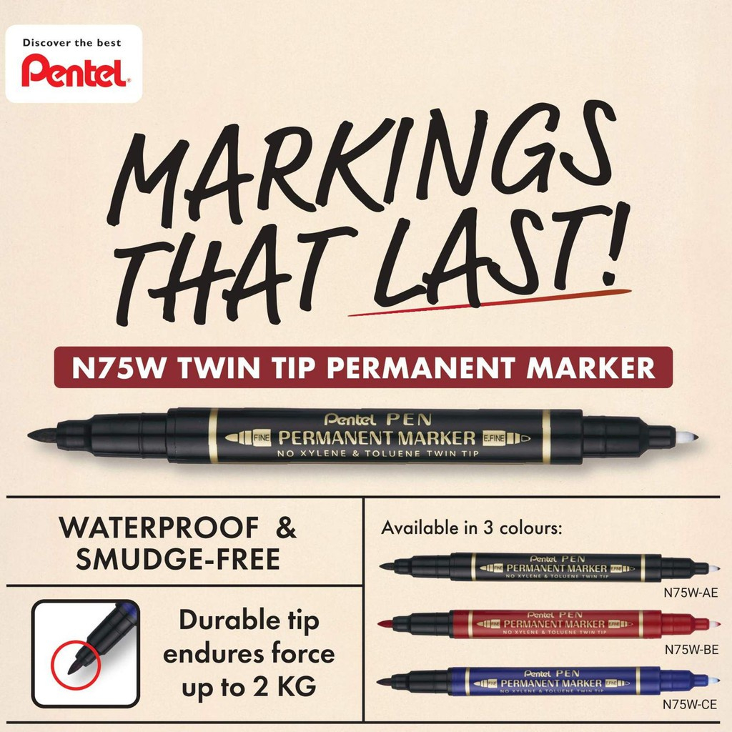 Bút Lông dầu 2 đầu nét nhỏ Pentel - N75W